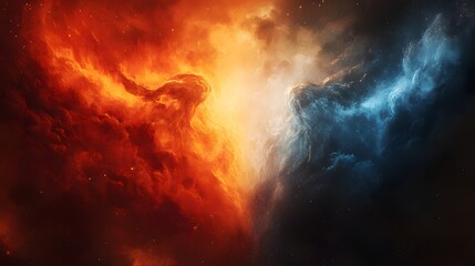 esports versus theme with heaven and hell inspiration, light vs darkness battle, futuristic duel backdrop for gaming
