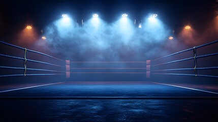 download stock photo of an empty boxing ring dramatically lit with spotlights ready for competition sports promotion and marketing materials


