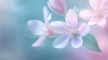 Naklejka premium Soft Pink Blossoms, Spring Garden, Blurred Background, Calm