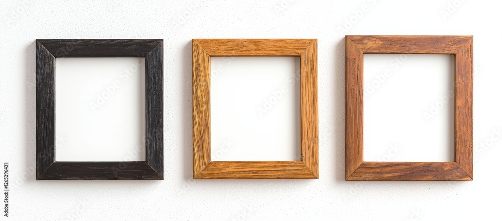 Poster the template or mockup features picture frames with white passepartout on a transparent background, 