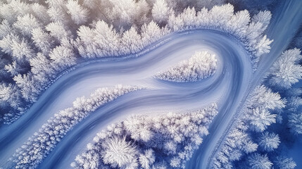 A frosty road with delicate ice crystals forming in it