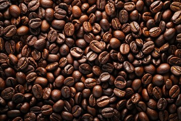 Obraz premium Big pile of fresh roasted coffee beans. Image illustrated food for advertisement