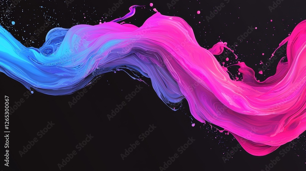 Poster dynamic 3d holographic visuals creating an illusionary effect on a black background, excellent for c