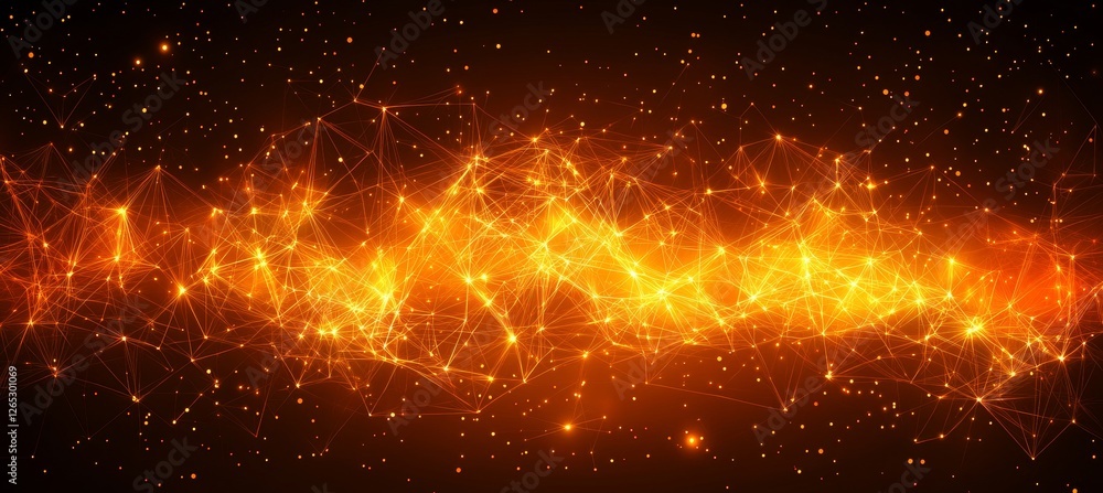 Aufkleber golden interconnected nodes in geometric network vector art bright colors and clean lines