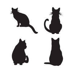 A Set of Black Cat Silhouettes