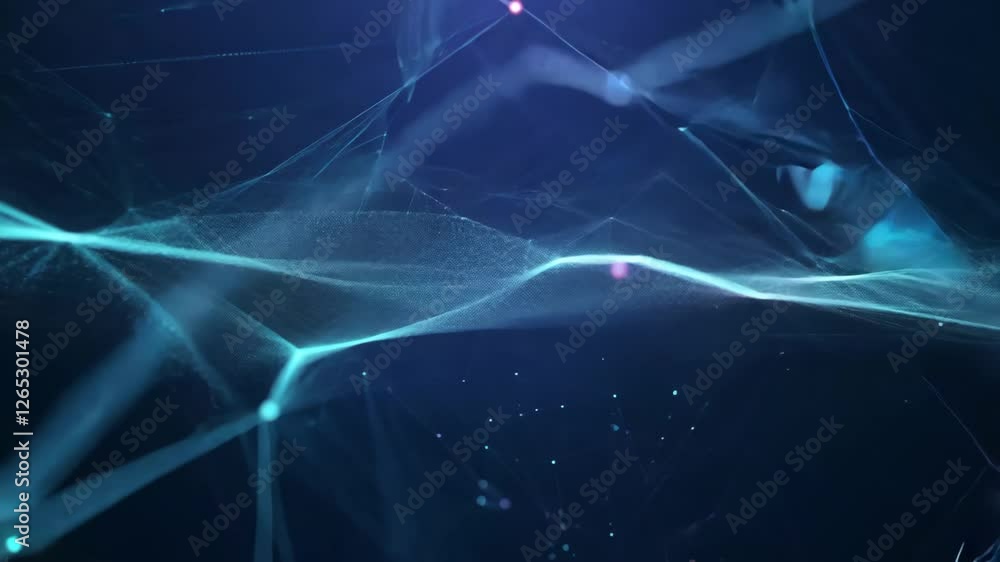 Poster abstract plexus particles network background with dots and lines in motion
