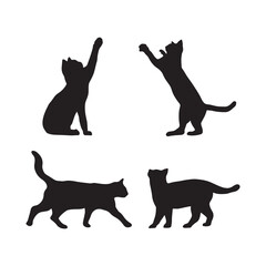 Black Silhouettes of Cats in Motion