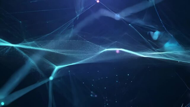 Abstract Plexus Particles Network Background with Dots and Lines in Motion