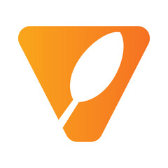 Initial Restaurant Logo On Letter V With Spoon Symbol Vector Template