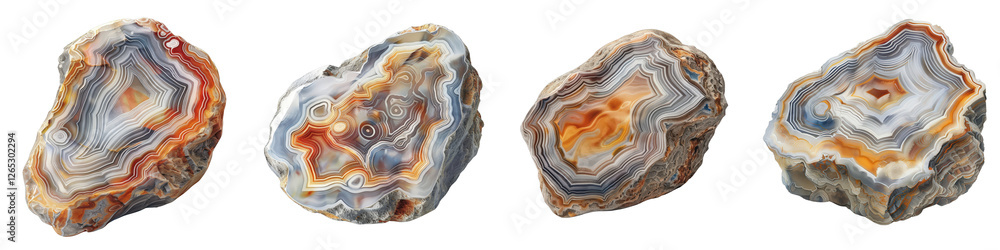 Poster natural agate stone collection displaying unique patterns and colors on surface ideal for decorative