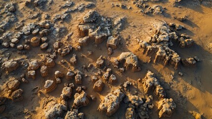 Aerial Desert Rock Formations Sunrise Texture