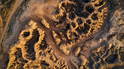 Aerial Desert Canyon Texture Sunset