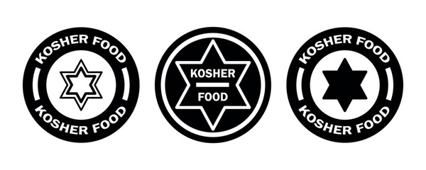 Kosher food vector icon circle sign. Kosher food stamp. Badge for Jewish products