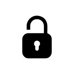 Open padlock icon silhouette vector illustration on white background
