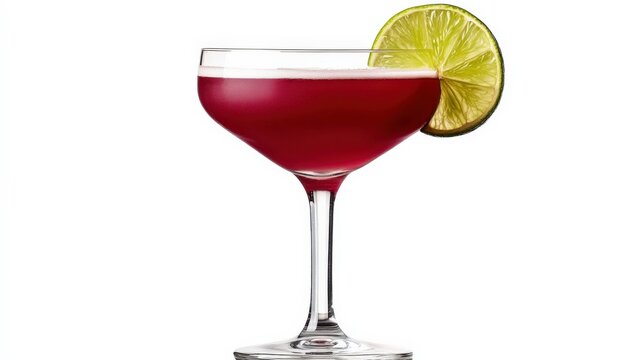 Refreshing Red Cocktail with Lime Garnish in Elegant Glassware