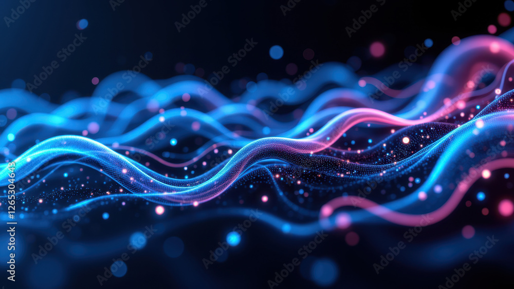 Aufkleber a futuristic digital cloud with abstract shapes, representing a fluid concept of ci/cd pipelines in 