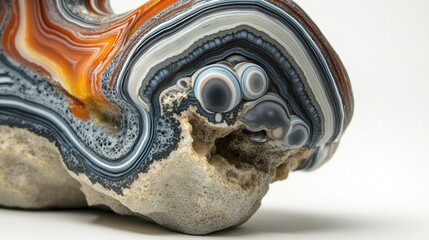Agate Slice Studio Shot, White Background