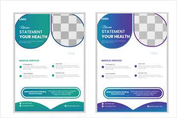 Madical Flyer design layout modern with blue color size A4, modern healthcare promotion business flyer tamplete,
