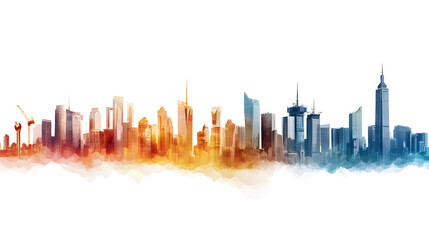 Obraz premium a modern city skyline with watercolor effect