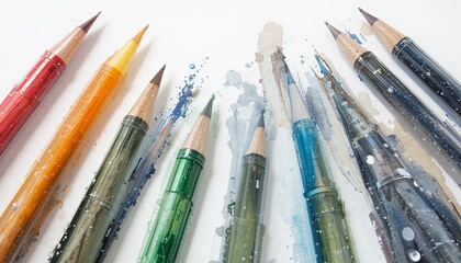 Artistic color pencil arrangement studio photography creative overhead vibrant design