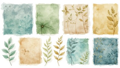 Artistic watercolor nature illustrations