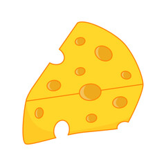 Cheese Slice Handdrawn, Vector Illustration. Cheddar, parmesan, brie, tasty, dairy snack. Isolated Outline.