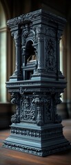 Fototapeta premium Intricate dark organ housed in ornate pedestal
