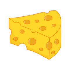 Cheese Slice Handdrawn, Vector Illustration. Cheddar, parmesan, brie, tasty, dairy snack. Isolated Outline.