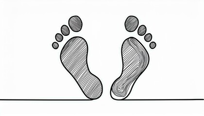 Hand drawn footprint. Doodle sketch style. Drawing line simple footstep icon. Isolated perfect any project.