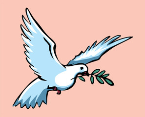 Obraz premium Vector drawing. Cute flying dove