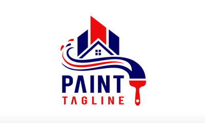 Painting logo, house painting logo, residential painting logo, real estate property and roofing business service, construction logo design Vector Icon Symbol Silhouette paint brush Illustration brand