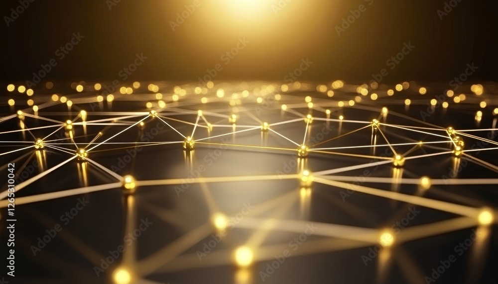 Aufkleber golden network interconnectivity a saturated vector design of nodes and edges in digital space