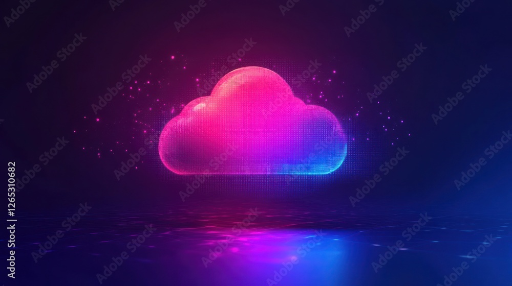 Poster glowing cloud computing data center