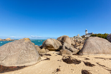 Phare de Pontusval, lighthouse near Brignogan-Plage, Finistere, France