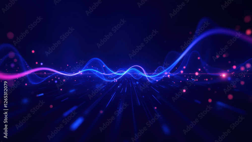 Poster a cloud-based application infrastructure with vibrant light flares and digital energy effects, symbo