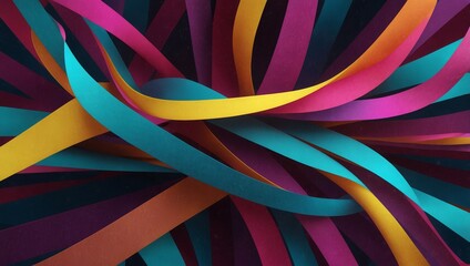 A captivating 3D design with fluid, luminous neon ribbons in cyan, magenta, and yellow