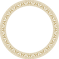 Vector golden arabic national round ornament.  Ethnic circle, frame, ring of eastern peoples. Persian painting