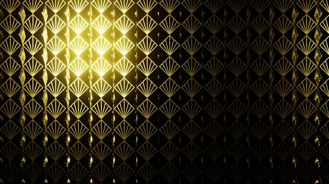 Luxury golden art deco fan pattern rotation loop background