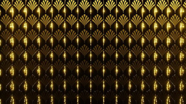 Luxury golden art deco fan pattern rotation loop background
