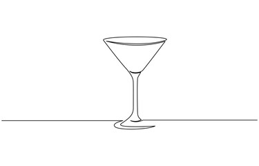 Сontinuous one line drawing of cocktail drink isolated on white background, Cocktail and lemon. Isolated on white background vector illustration.