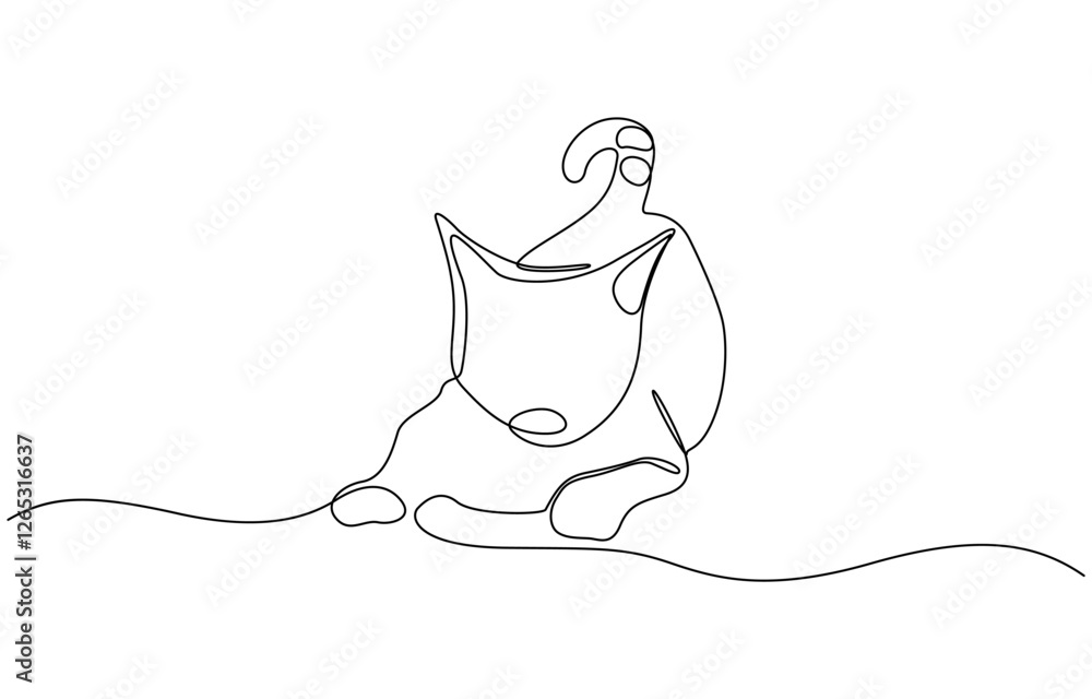 Poster cats vector with continuous single one line art drawing, continuous line drawing of cat. one line ca