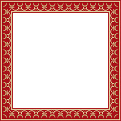 Vector gold and red square classic renaissance ornament. Rectangle, european border, revival style frame