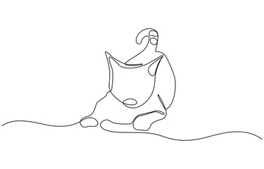 Cats vector with continuous single one line art drawing, Continuous line drawing of Cat. one line cat shape with active stroke.