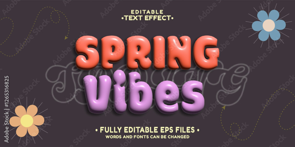Poster 3d inflate spring vibes text effect