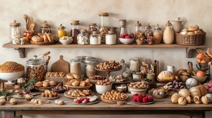Fototapeta premium Rustic kitchen pantry food display