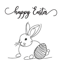 Happy Easter Bunny one line bunny art