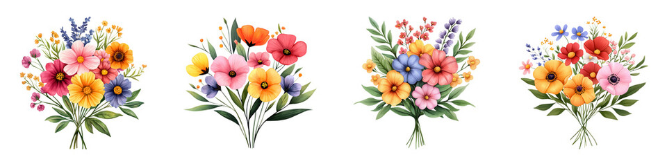 Vibrant Wildflowers Bouquet in Soft Pastel Colors for Decoration