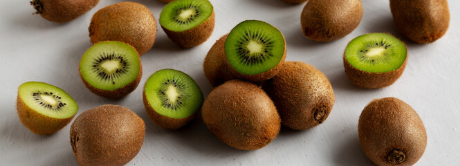 Organic Brown Kiwi Fruit, side view.