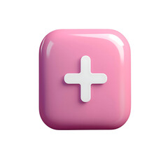 Obraz premium 3d plus symbol white add icon pink 3d icon png pink 3d app icons collection