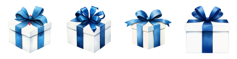 Obraz premium Decorative Gift Boxes with Blue Ribbons for Hanukkah Celebration